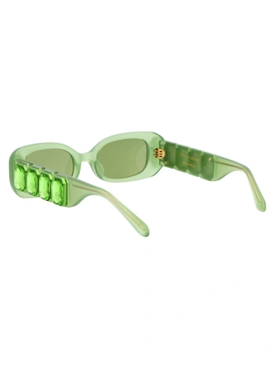Shop Linda Farrow Sunglasses In Green/greencrytal/green