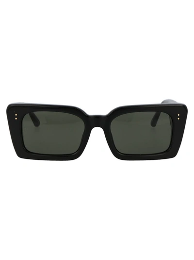 Shop Linda Farrow Sunglasses In Black/yellowgold/grey