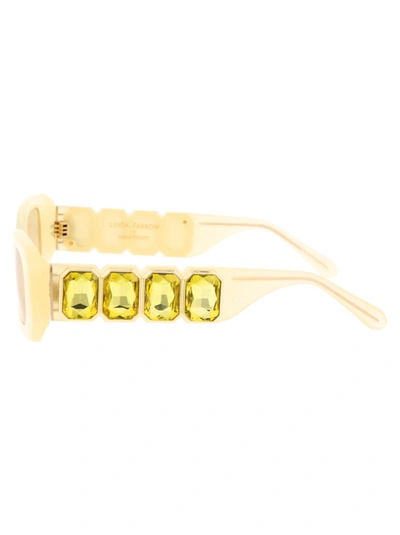 Linda Farrow Lola Sunglasses In Yellow/yellowcrystal/yellow