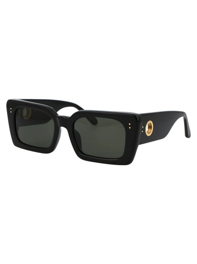 Shop Linda Farrow Sunglasses In Black/yellowgold/grey