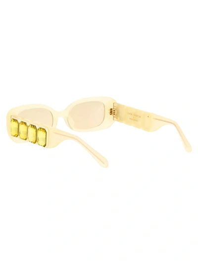 Linda Farrow Lola Sunglasses In Yellow/yellowcrystal/yellow