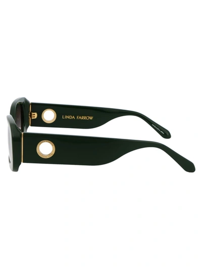Linda Farrow Lola Rectangle Frame Sunglasses In Forestgreen/lightgold/greygrad