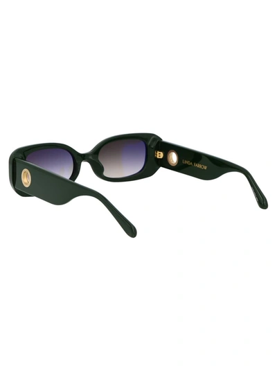 Linda Farrow Lola Rectangle Frame Sunglasses In Forestgreen/lightgold/greygrad