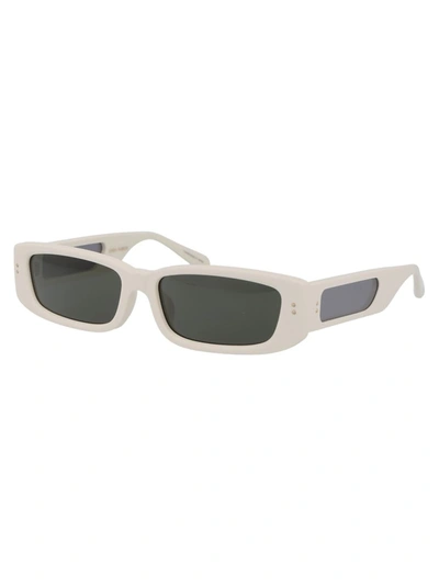 Linda Farrow Geometric Sunglasses In White/lightgold/grey