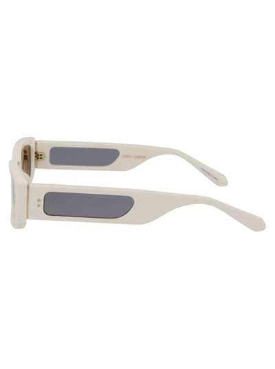 Shop Linda Farrow Sunglasses In White/lightgold/grey