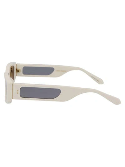 Linda Farrow Geometric Sunglasses In White/lightgold/grey