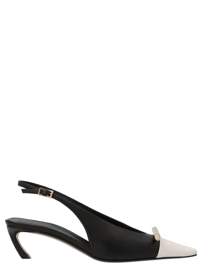 Shop Lanvin 'bico' Slingbacks In White/black