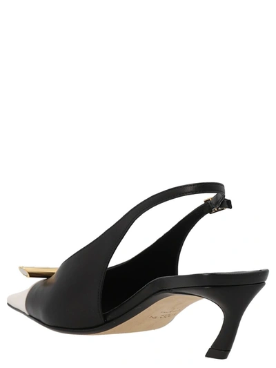 Shop Lanvin 'bico' Slingbacks In White/black