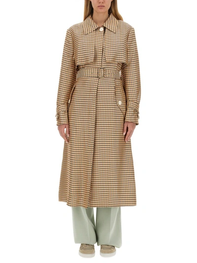 Lanvin Flowy Checkered Trench Coat In Multicolour
