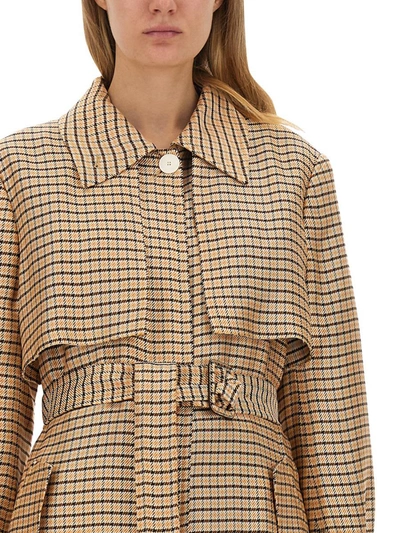 Lanvin Flowy Checkered Trench Coat In Multicolour