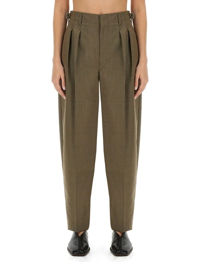 Shop Lemaire Pants With Pleats In Brown