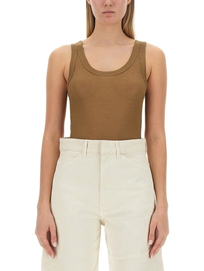 Shop Lemaire Top Seamless In Brown