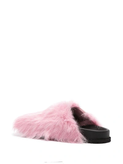 Shop Msgm Logo-patch Brushed Leather Mules In Pink