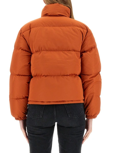 Shop Maison Kitsuné Cropped Puffer Jacket In Orange