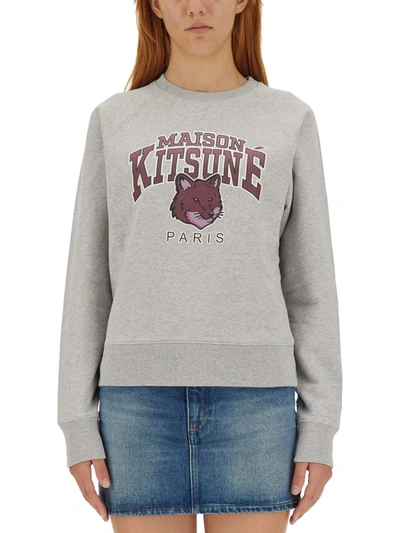 Shop Maison Kitsuné Fox Campus Sweatshirt In Grey
