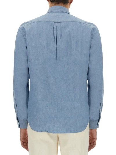 Shop Maison Kitsuné Shirt With Logo In Azure