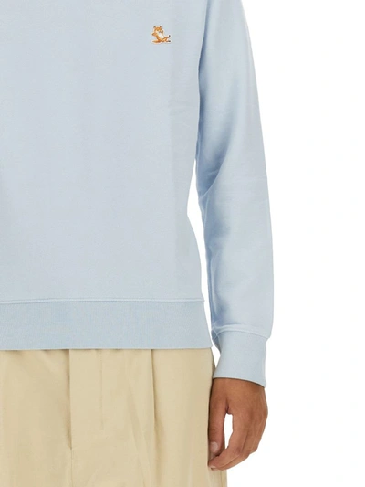 Shop Maison Kitsuné Sweatshirt With Logo Patch In Azure