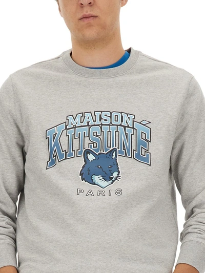 Shop Maison Kitsuné Sweatshirt With Logo Print In Grey