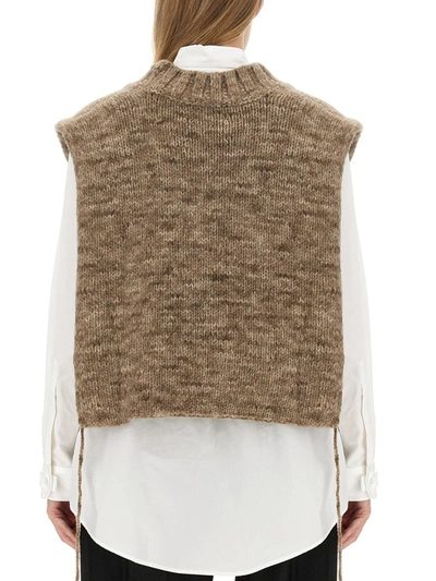 Shop Maison Margiela Knitted Vest In Brown