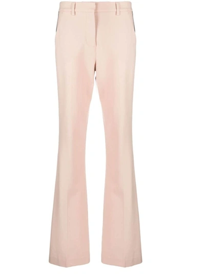P.a.r.o.s.h Flared Trousers With Side Stripe Detail In Beige