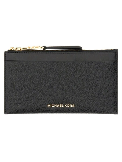 Shop Michael Michael Kors Michael Kors Leather Card Holder In Black