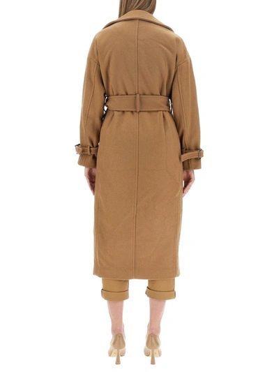 Shop Michael Michael Kors Michael Kors Wool Blend Trench Coat In Brown