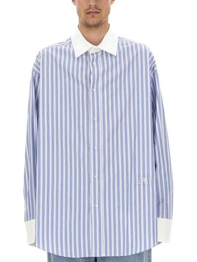 Shop Mm6 Maison Margiela Oversize Fit Shirt In Azure