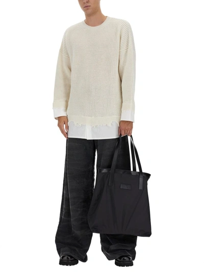 Shop Mm6 Maison Margiela Shirt Bottom Sweater In Ivory