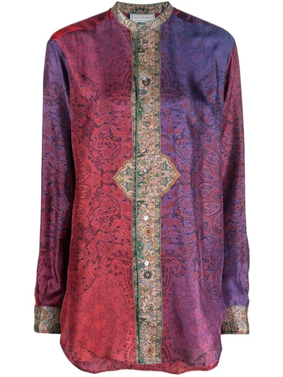Shop Pierre-louis Mascia Printed Silk Shirt In Purple