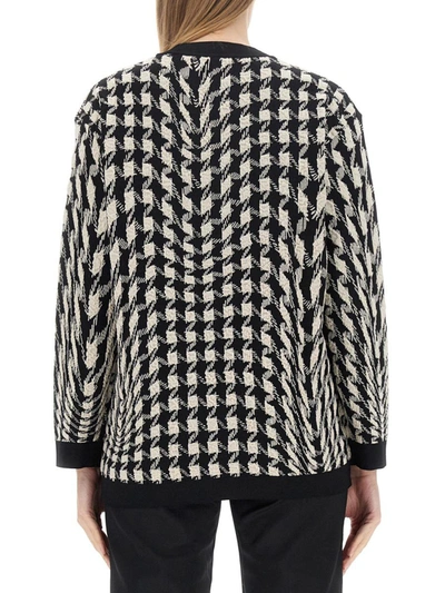 Shop Moschino Houndstooth Cardigan In Black
