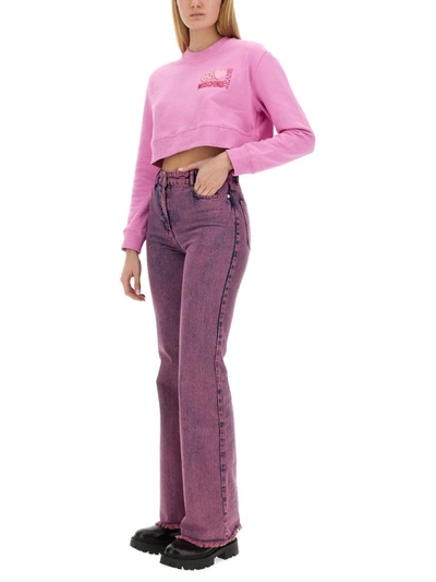Shop Moschino Jeans Flare Pant In Pink