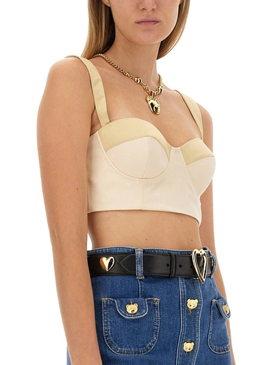 Shop Moschino Top Bustier In Ivory