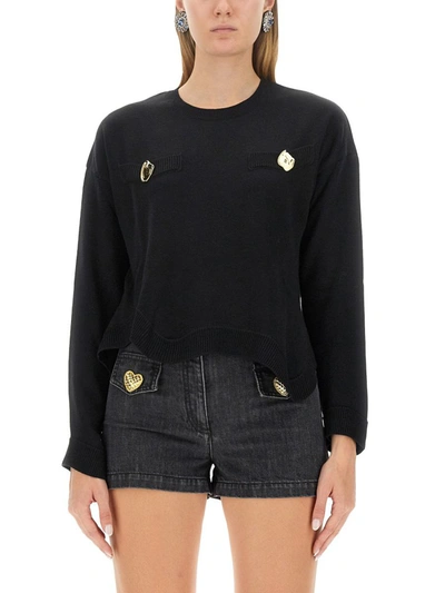 Moschino Couture Wool Jersey In Black