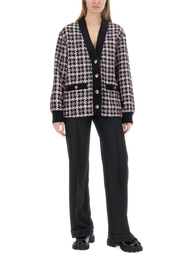 Msgm Single-breasted Tweed Jacket In Multicolour