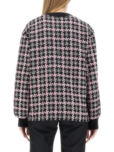 Msgm Single-breasted Tweed Jacket In Multicolour