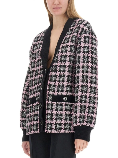 Shop Msgm "lurex Check Tweed" Cardigan In Multicolour