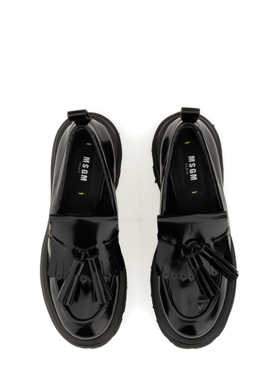 Shop Msgm Leather Loafer In Black