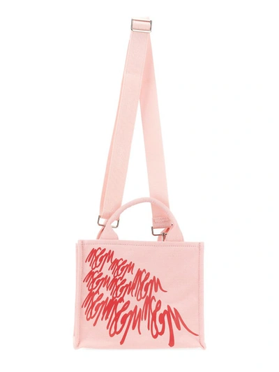 Shop Msgm Mini Bag With Logo In Pink