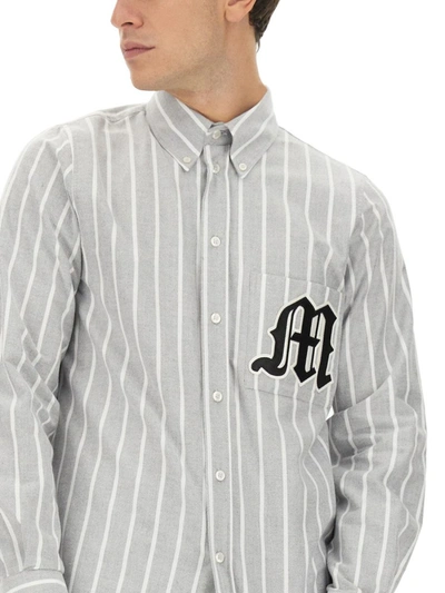 Shop Msgm Shirt With Logo In Grey