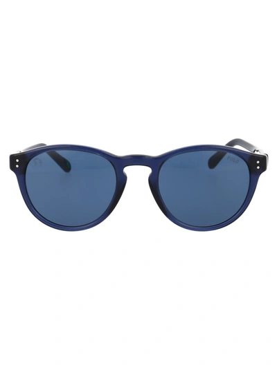Shop Polo Ralph Lauren Sunglasses In 595580 Shiny Transparent Blue