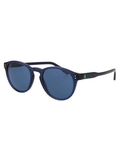 Shop Polo Ralph Lauren Sunglasses In 595580 Shiny Transparent Blue