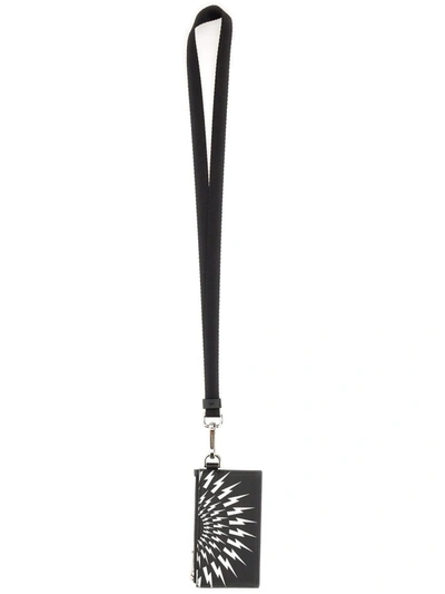 Shop Neil Barrett Card Holder With Strap In Black