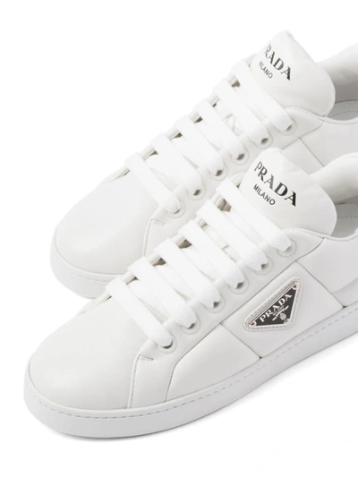 Shop Prada Triangle-logo Padded Sneakers In Bianco