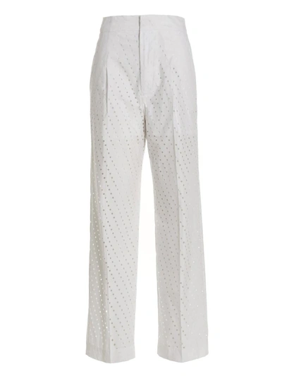 Nude White Visible Button Jeans In White