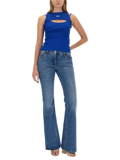 Shop Off-white Flare Jeans In Blue