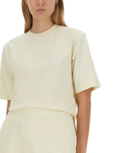 Shop Off-white T-shirt With Logo In Beige
