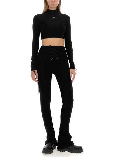 Off-white Laced Up Turtleneck Top In Multicolour