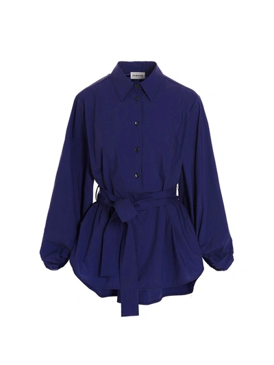 Shop P.a.r.o.s.h . Belted Shirt In Blue