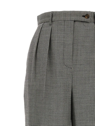 Rochas Puppytooth-pattern Virgin Wool Trousers In White/black