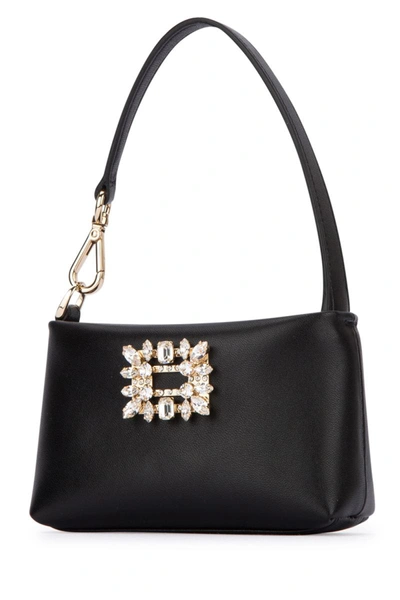 Roger Vivier Rv Nightlily Buckle Embellished Shouder Bag In Black